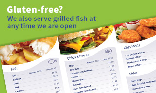 Gluten Free Fish and Chip Shop Alternatives are Available at Catch Fish and Chips, Ashford Kent - See our Menu
